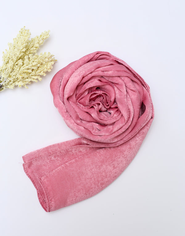Velvet Silk Hijab - Flamingo
